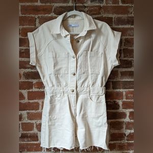 ZARA Cream Denim Romper - M